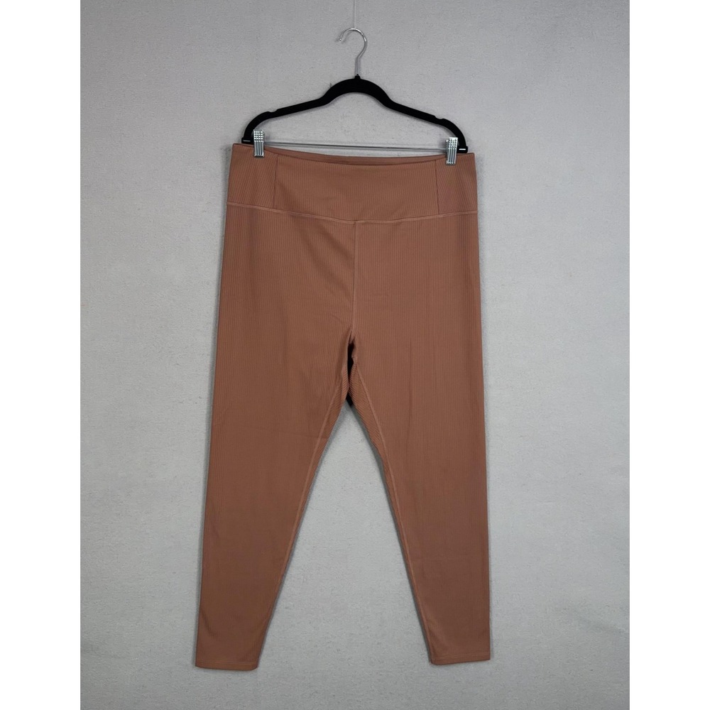 Girlfriend Collective Leggings Womens 4XL Brown Ribbed High Rise Ankle Yoga Gym